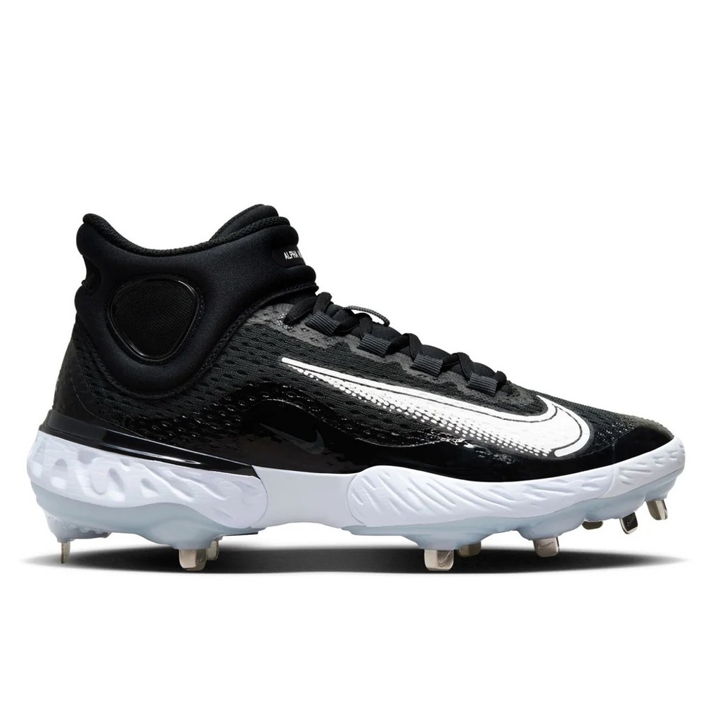 NEW Nike Alpha Huarache Elite 4 Mid Black Metal Baseball Cleats DJ6520-001